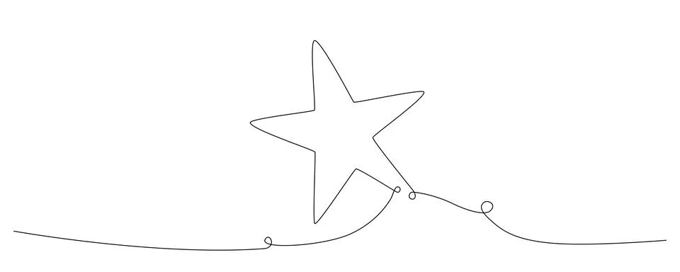 Christmas composition hand drawing continues one single line star. Vector stock Stock Illustration