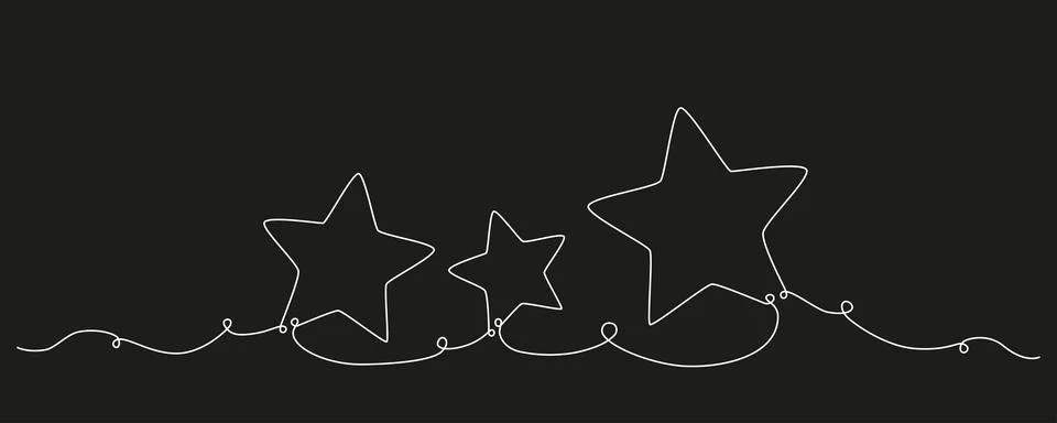 Christmas composition hand drawing continues one single line stars. Vector stock Stock Illustration