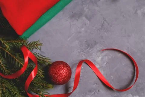 Christmas composition. Handmade gift box decorated with craft paper and sweat Stock Photos