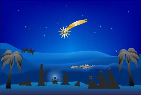Christmas composition with Jesus, Stock Illustration