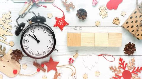 Christmas composition made of Christmas decoration on White wooden background Stock Photos