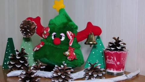 Christmas composition made of decoration. Concept: Christmas and New Year video Stock Footage 247915638
