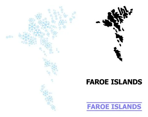 Christmas Composition Map of Faroe Islands of Snowflakes Stock Illustration