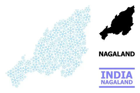 Christmas Composition Map of Nagaland State of Snowflakes Stock Illustration