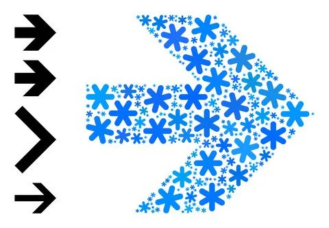 Christmas Composition Move Right Icon with Snow Flakes Stock Illustration