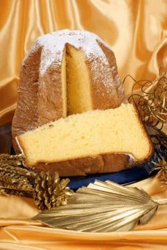 Christmas composition with pandoro Stock Photos