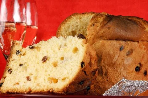 Christmas composition with panettone Stock Photos