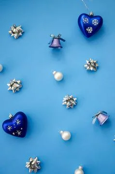 Christmas composition. A pattern of christmas balls and decorations. Stock Photos