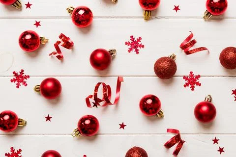 Christmas composition. a pattern of christmas balls on colored background. .. 写真素材