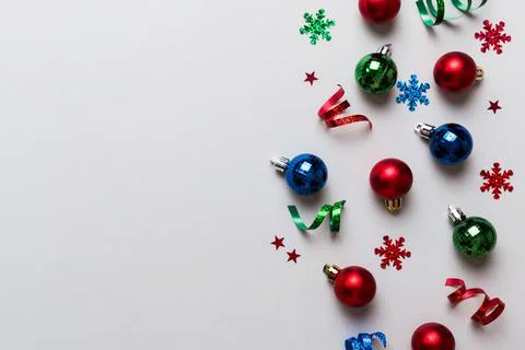Christmas composition. a pattern of christmas balls on colored background. .. 写真素材