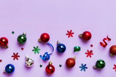 Christmas composition. a pattern of christmas balls on colored background. .. 写真素材
