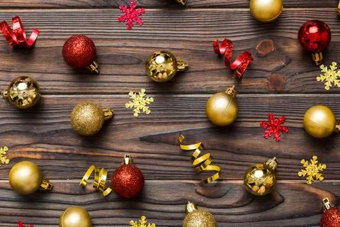 Christmas composition. a pattern of christmas balls on colored background. .. 写真素材
