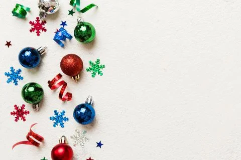 Christmas composition. a pattern of christmas balls on colored background. .. 写真素材