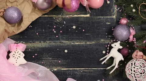 Christmas Composition in Pink Stock Footage 55786648