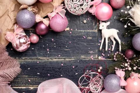 Christmas Composition in Pink Stock Photos