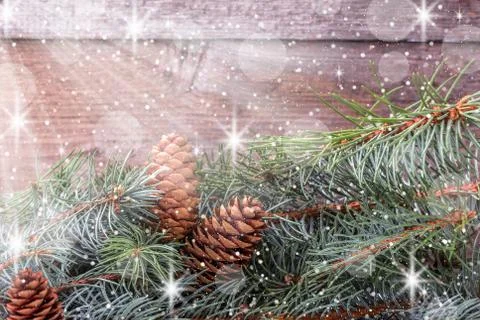 Christmas composition with rays and bokeh Stock Photos