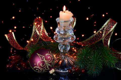 Christmas composition in red Stock Photos