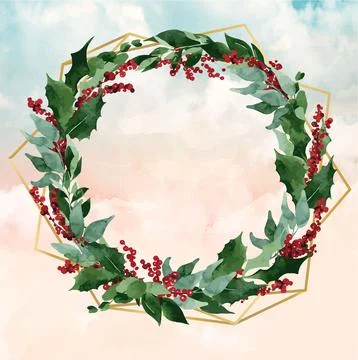 Christmas composition with spruce Stock Illustration