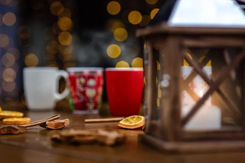 Christmas composition on the table Stock Photos