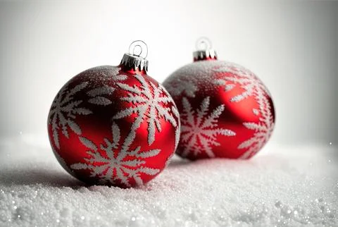Christmas composition with three red ornaments against a background of white Stock Illustration