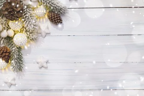 Christmas composition. Top view, flat lay, copy space. Stock Photos