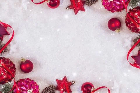 Christmas composition. Top view, flat lay, copy space. Stock Photos
