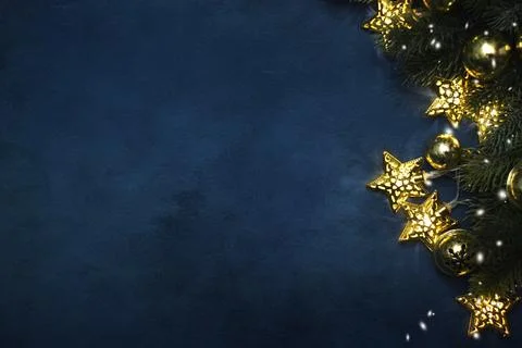 Christmas composition. Top view, flat lay, copy space. Stock Photos