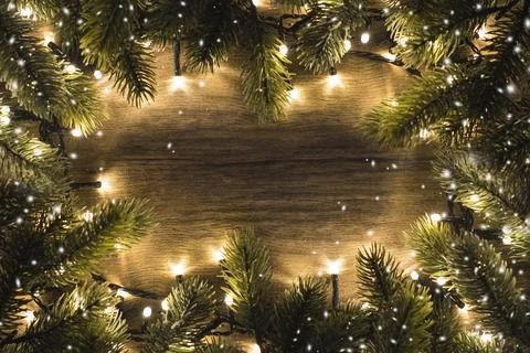 Christmas composition. Top view, flat lay, copy space. Stock Photos