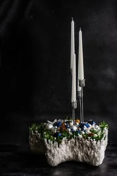 Christmas composition with wax Stock-Fotos