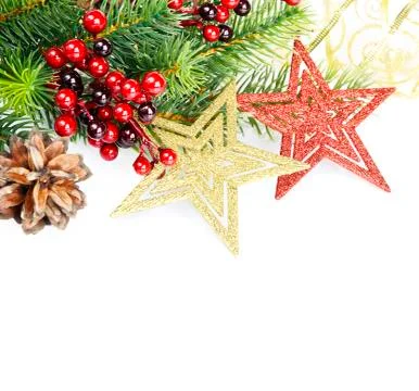 Christmas composition on a white background Stock Photos