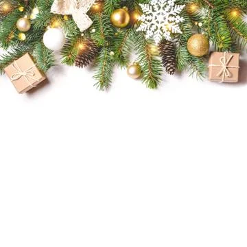 Christmas composition on white background. Stock Photos