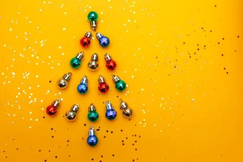 Christmas composition on yellow background Stock-Fotos