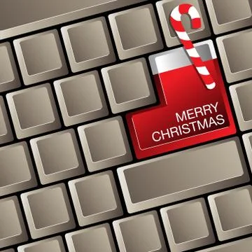 Christmas computer keyboard with stocking Stock Illustration