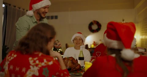 Christmas concept of 4k Resolution. Russian family eating together on holiday Video stock 256466942