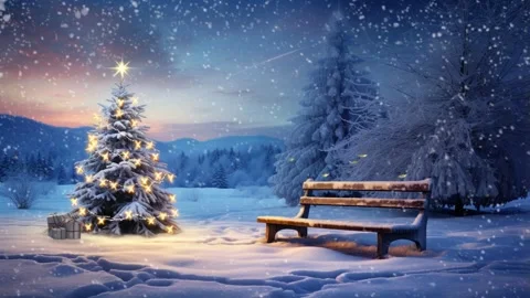 Christmas concept decorations with a snowman surrounded by snowfall Stock Footage 249749101