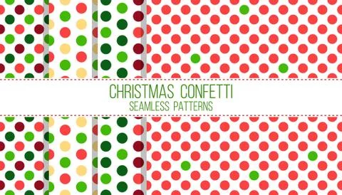 Christmas confetti, seamless patterns set Stock Illustration