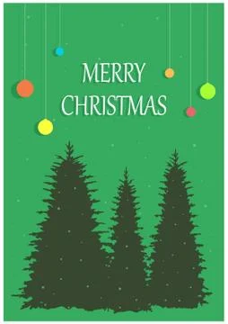 Christmas congratulation on a background three trees Stock Illustration