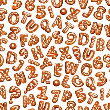 Christmas cookie font seamless pattern background Stock Illustration