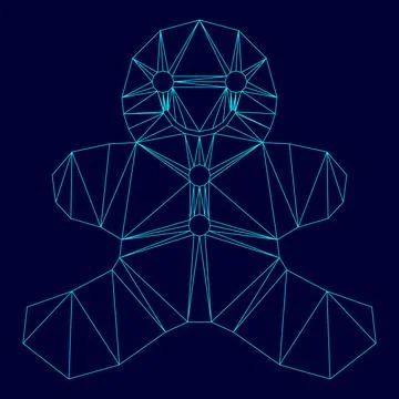 Christmas cookie in low poly triangulation triangulated polygonal electric .. Stock Illustration