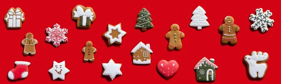 Christmas cookie pattern red seamless background 写真素材