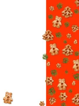 Christmas cookie pattern. Red seamless background. Stock Photos