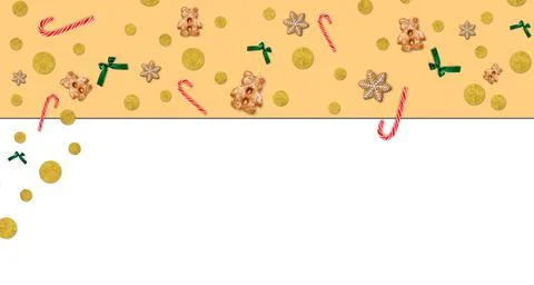 Christmas cookie pattern.Beige seamless background.Winter holidays Stock Photos