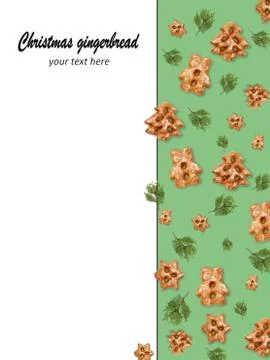 Christmas cookie pattern.Green seamless background.Winter holidays dessert Foto stock