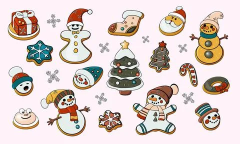 Christmas cookie set on a white background Stock Illustration