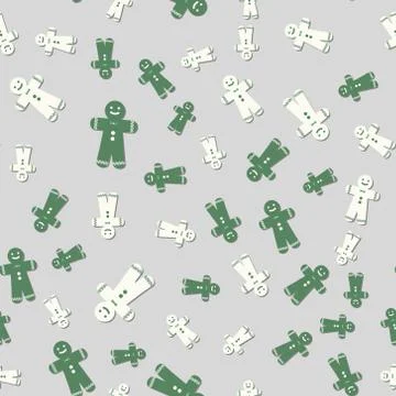 Christmas cookies pattern on a silver background. Vector holiday template 스톡 일러스트
