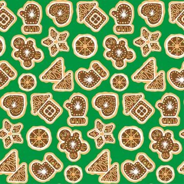 Christmas Cookies Seamless Background Patterns. Stock Illustration