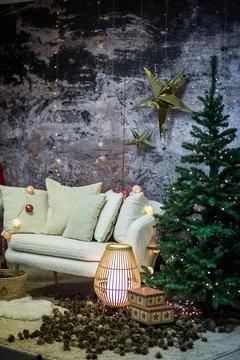 Christmas corner with decorations Stock Photos