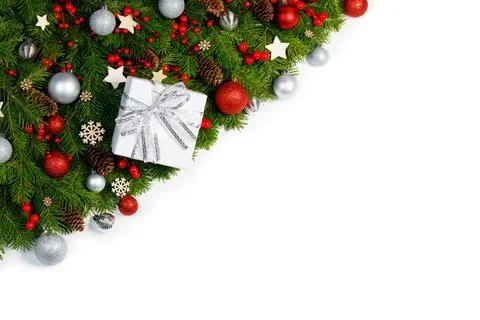 Christmas corner frame isolated Stock Photos