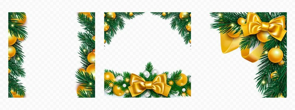 Christmas corner wreath frames with pine 스톡 일러스트