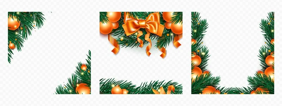 Christmas corner wreath frames with pine 스톡 일러스트